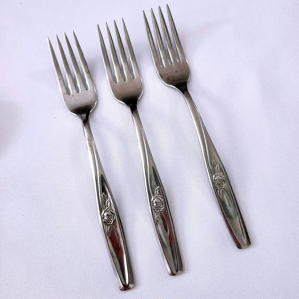 Luxury International Silver Random Rose Stainless Flatware 13pc USA Mixed Lot
